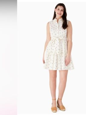 kate spade Ivory Bee Print midi dress S